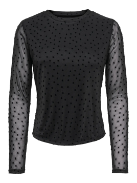 CAMISETA NEGRA MANGAS TRANSPARENTES LUNARES ONLY