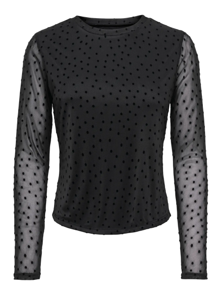 CAMISETA NEGRA MANGAS TRANSPARENTES LUNARES ONLY