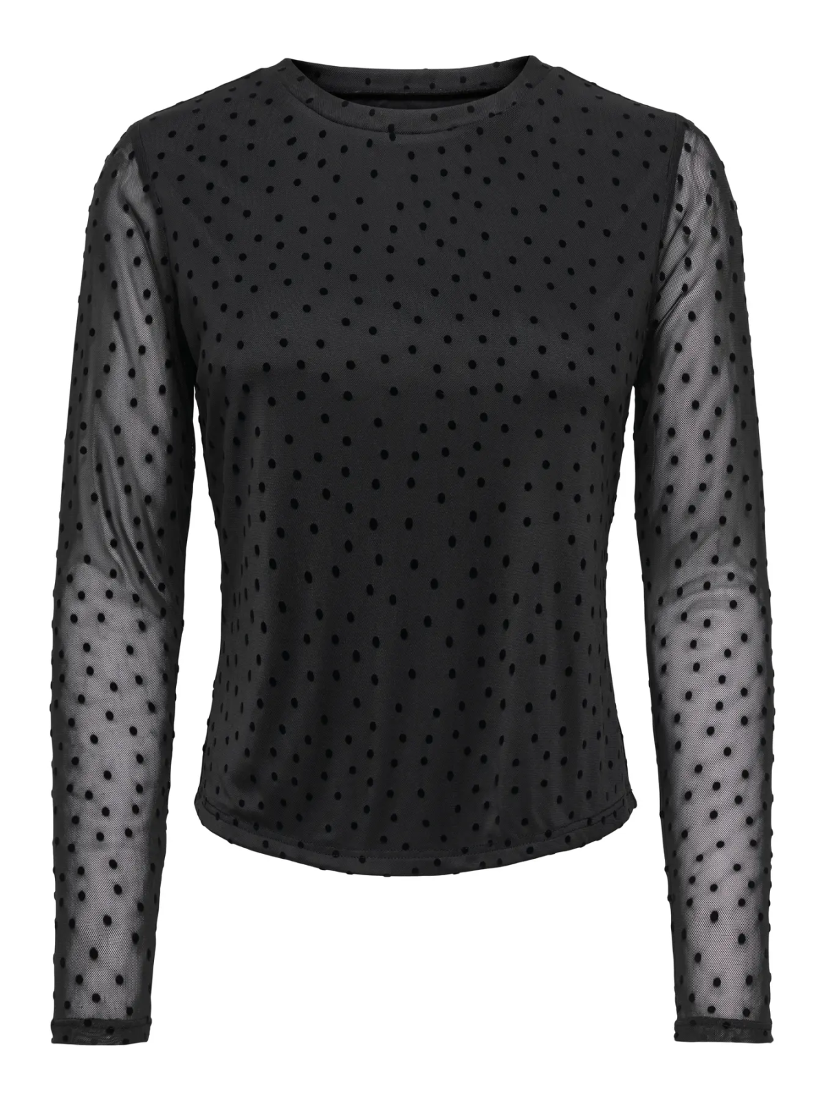 CAMISETA NEGRA MANGAS TRANSPARENTES LUNARES ONLY
