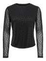 CAMISETA NEGRA MANGAS TRANSPARENTES LUNARES ONLY