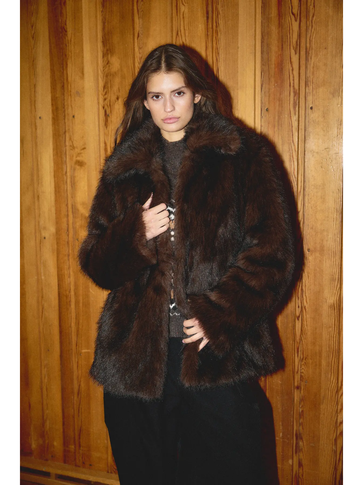 CHAQUETA PELO MARRON