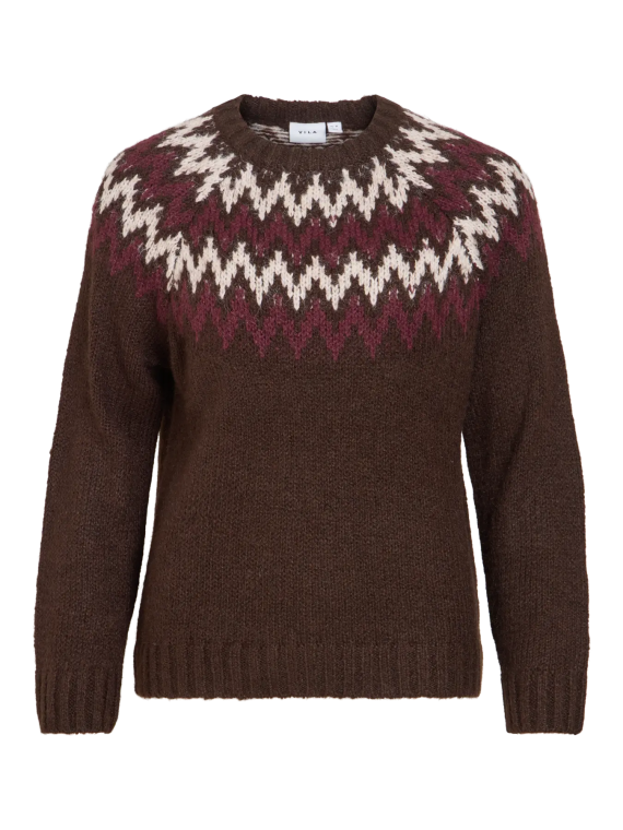 JERSEY MARRON DETALLE GEOMETRICO BLANCO Y BURDEOS VILA