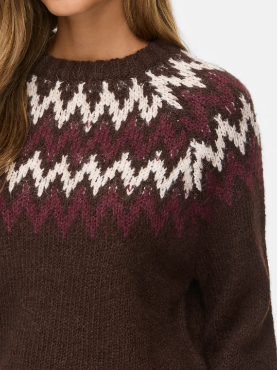 JERSEY MARRON DETALLE GEOMETRICO BLANCO Y BURDEOS VILA