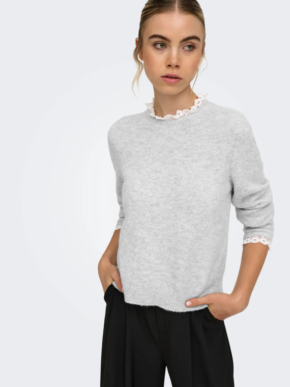 JERSEY GRIS PUNTILLA CUELLO ONLY