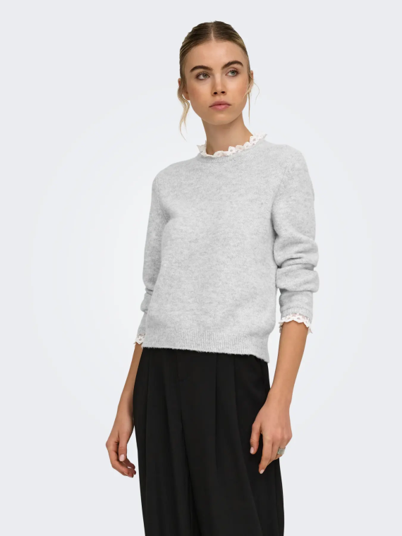 JERSEY GRIS PUNTILLA CUELLO ONLY