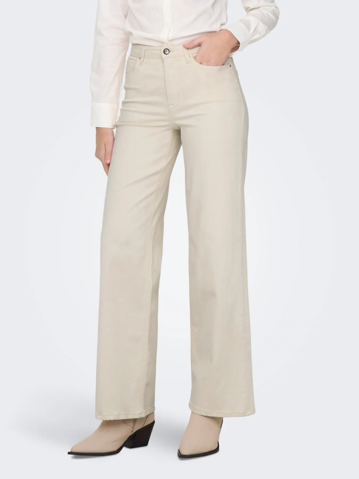 PANTALON VAQUERO ANCHO BEIGE