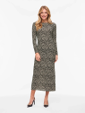 VESTIDO ESTAMPADO NEGRO Y BEIGE