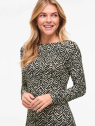 VESTIDO ESTAMPADO NEGRO Y BEIGE