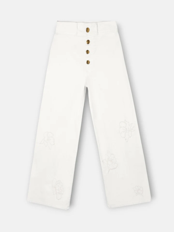 PANTALON CRUDO BORDADOS FLORES