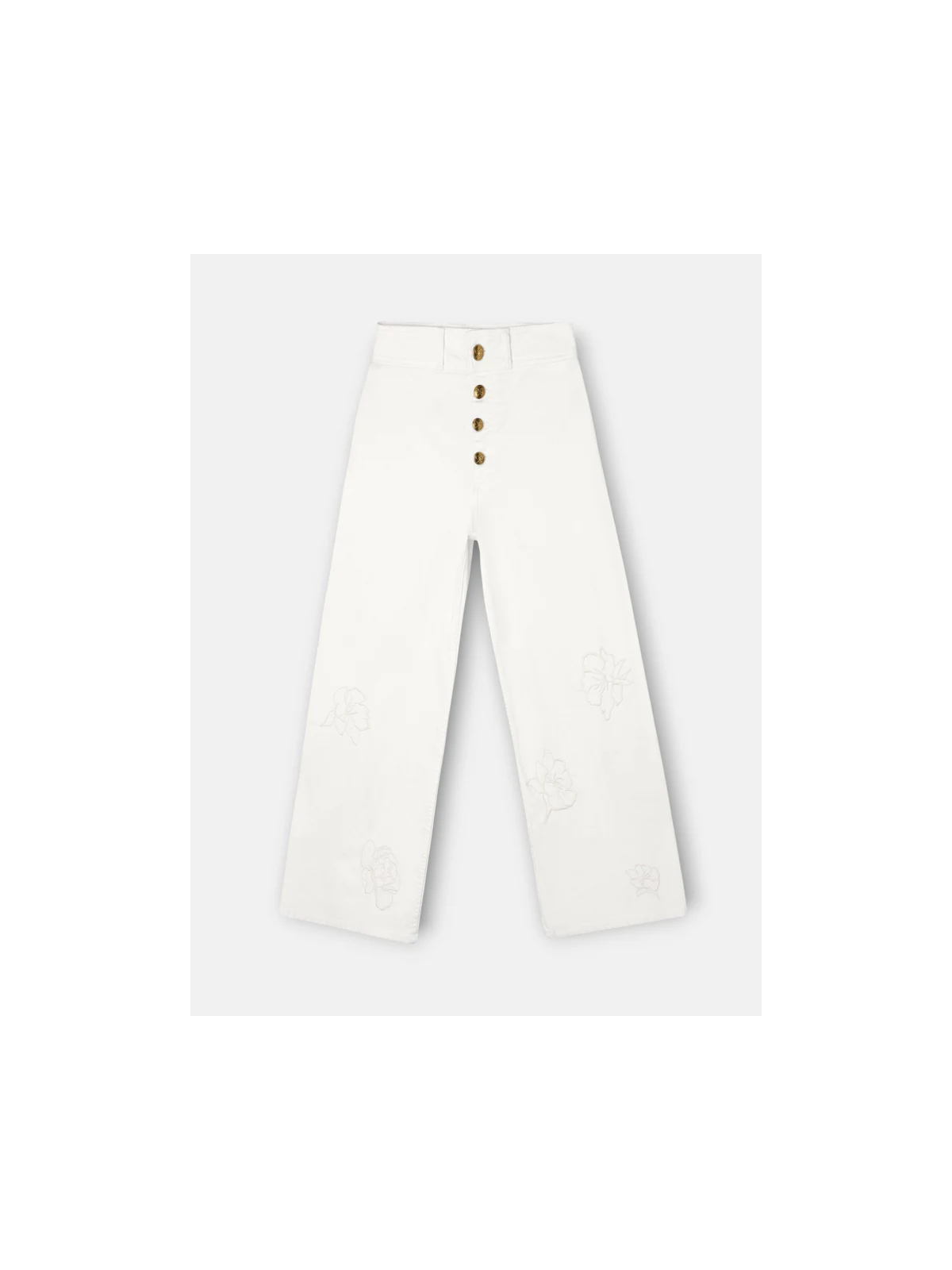 PANTALON CRUDO BORDADOS FLORES