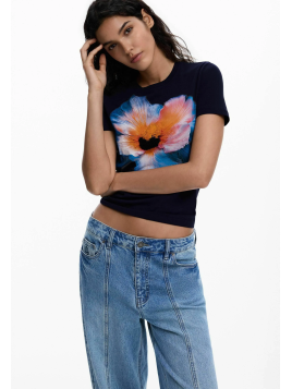CAMISETA AZUL FLOR