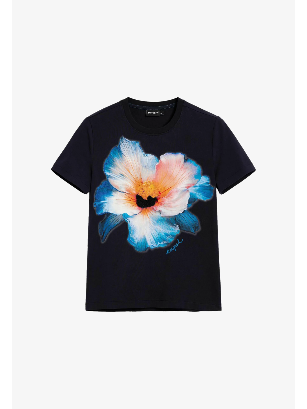 CAMISETA AZUL FLOR