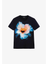 CAMISETA AZUL FLOR