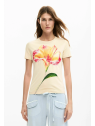 CAMISETA BEIGE FLOR