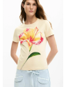 CAMISETA BEIGE FLOR