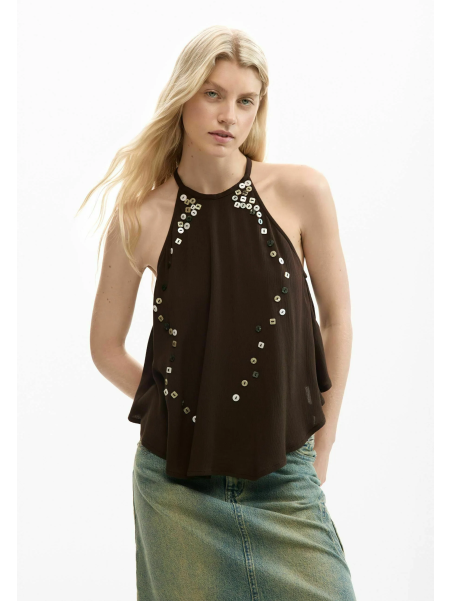 TOP  MARRON BOTONES