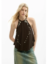 TOP  MARRON BOTONES