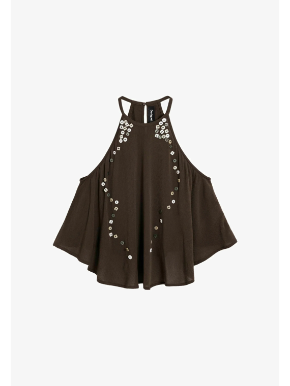 TOP  MARRON BOTONES