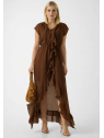 VESTIDO GASA VOLANTE MARRON GUESS