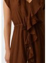 VESTIDO GASA VOLANTE MARRON GUESS