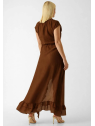 VESTIDO GASA VOLANTE MARRON GUESS