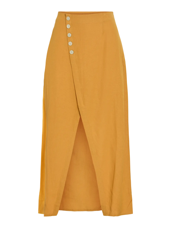 FALDA MIDI MOSTAZA