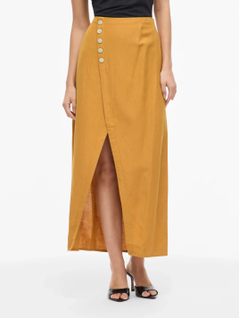 FALDA MIDI MOSTAZA