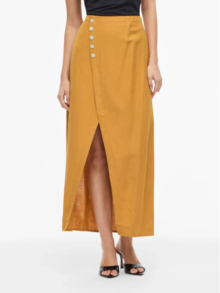 FALDA MIDI MOSTAZA