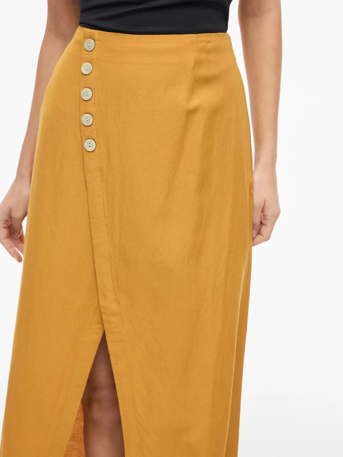 FALDA MIDI MOSTAZA