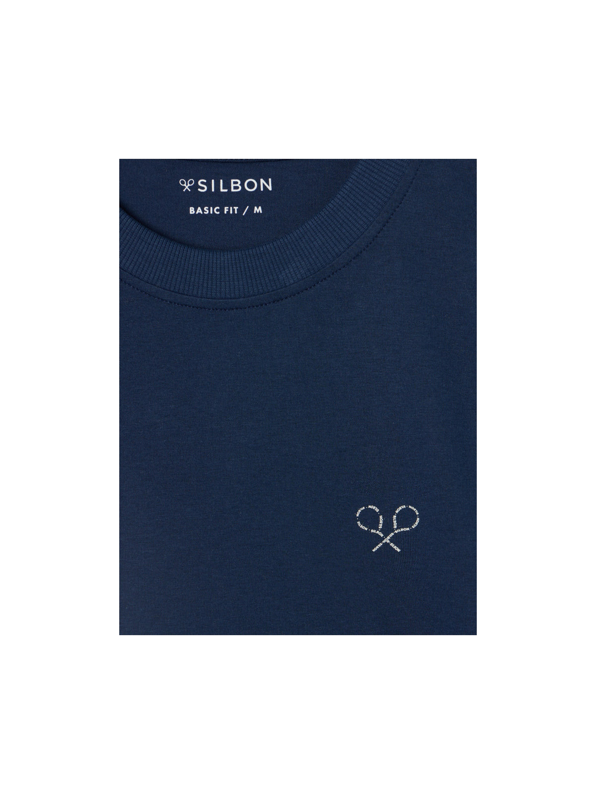 CAMISETA RAQUETAS LETTERING AZUL MARINO SILBON