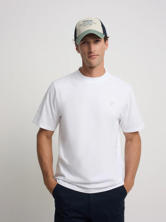 CAMISETA RAQUETAS LETTERING BLANCA SILBON