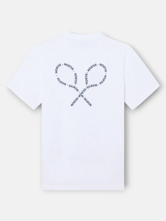 CAMISETA RAQUETAS LETTERING BLANCA SILBON