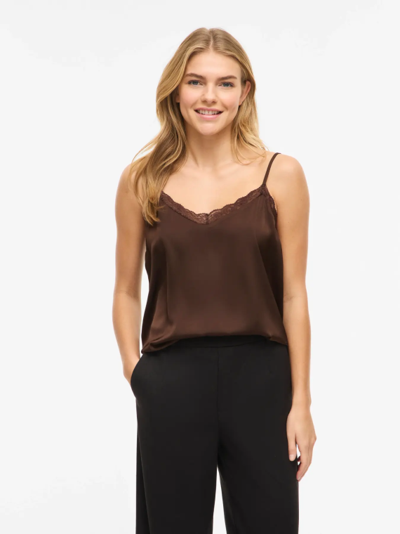 TOP SATEN MARRON