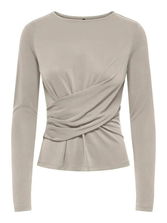 CAMISETA FRUNCIDA BEIGE