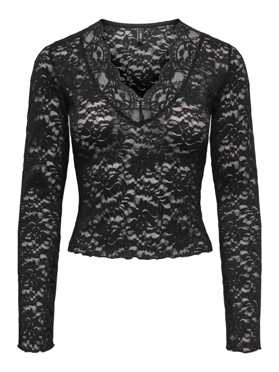 CAMISETA ENCAJE CUELLO PICO