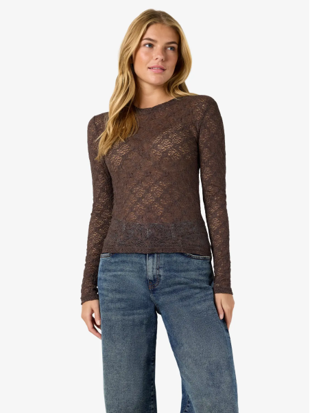 CAMISETA ENCAJE MARRON