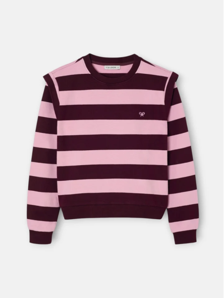 SUDADERA RAYAS BURDEOS Y ROSA