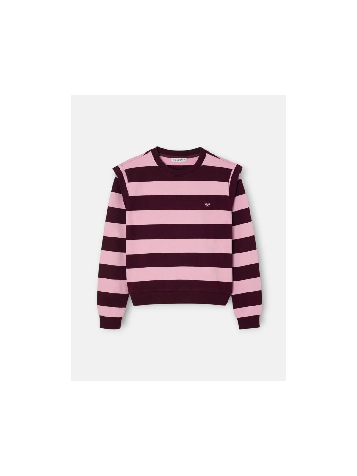 SUDADERA RAYAS BURDEOS Y ROSA