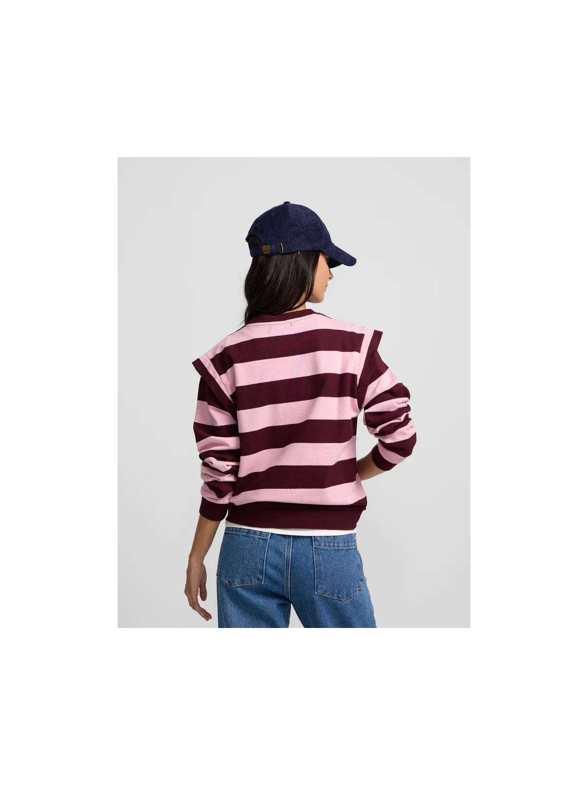 SUDADERA RAYAS BURDEOS Y ROSA