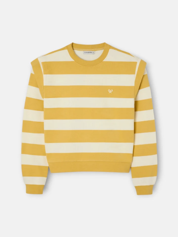 SUDADERA RAYAS MOSTAZA Y BEIGE